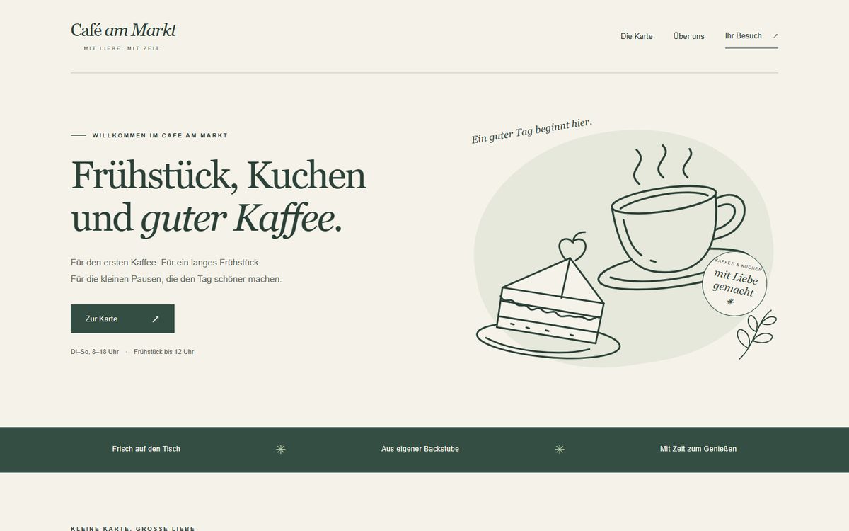 Entwurf A für das Café am Markt: helle Seite in Creme und Salbeigrün